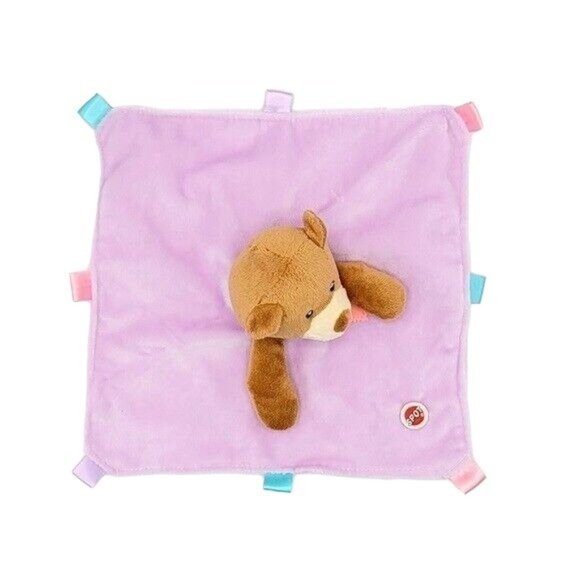 2/$15 Spot Brown Bear Lovey Plush Purple Square 10" Tags Stuffed Animal Security - Picture 6 of 9